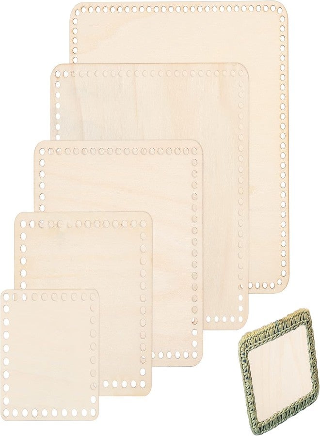 Cliths 5pcs Square Wooden Bag Bottoms - Knitting Bag Shapers in 5 Sizes (3.9, 5.9, 7.8, 9.8, 11.8 Inch) - Wood Cushion Pads with Holes for Crochet, DIY Basket Weaving, Yarn Bag - 3mm Thick - Image 1